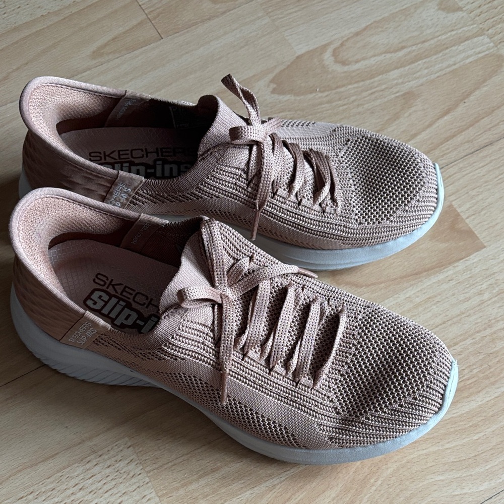 Skechers Women's Knit “Lace-Up”Sneakers — Dusty Rose step in!